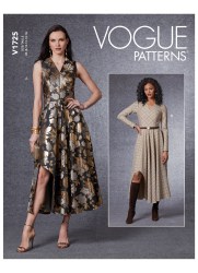 1725 VOGUE FIT BIAS ASYMMETRICAL DRESS SLEEVES OR NOT PATTERN 8-16 ABCD NEW